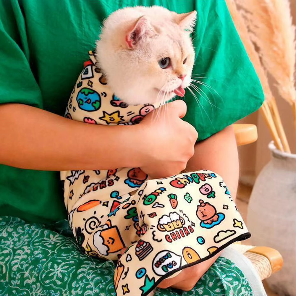 Revolutionary Cat Grooming Wrap - Self-Adherent Swaddle for Stress-Free Nail Clipping and Care