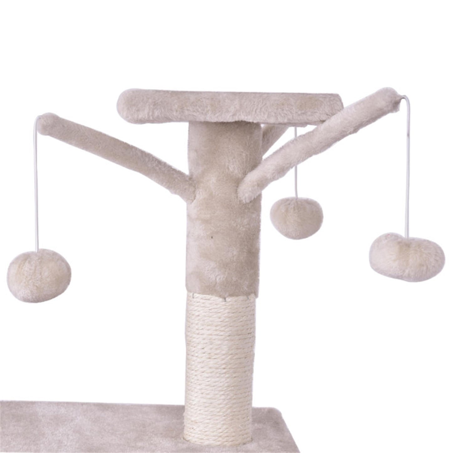 Deluxe 56" Cat Tree Tower with Ladder & Scratching Posts - Perfect Cat Condo for Multiple Cats - Beige Activity Center