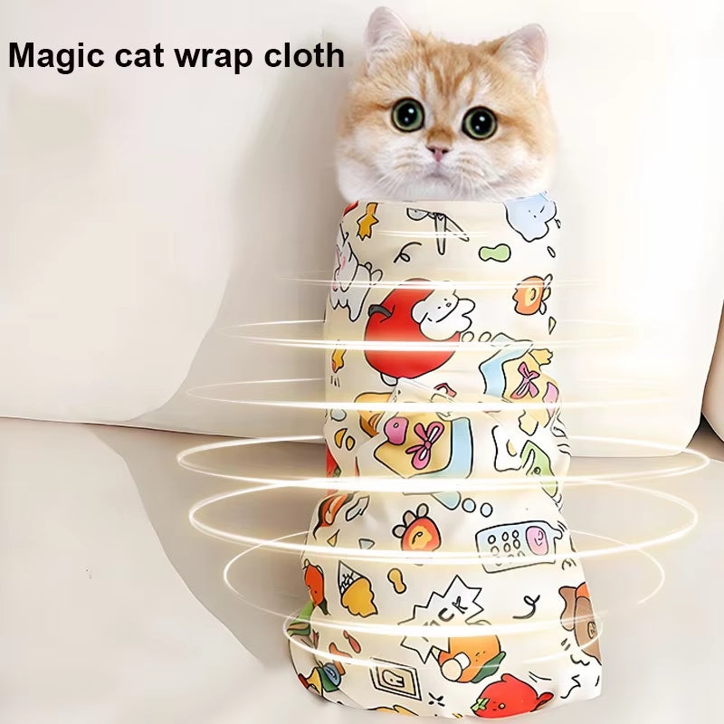 Revolutionary Cat Grooming Wrap - Self-Adherent Swaddle for Stress-Free Nail Clipping and Care