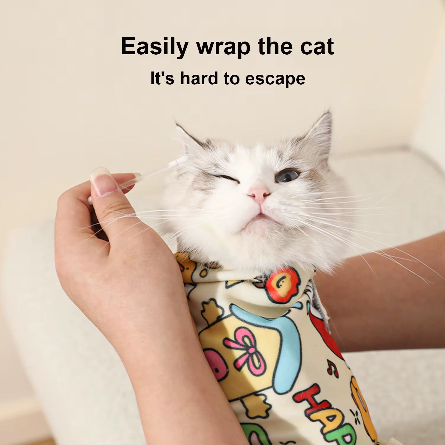 Revolutionary Cat Grooming Wrap - Self-Adherent Swaddle for Stress-Free Nail Clipping and Care