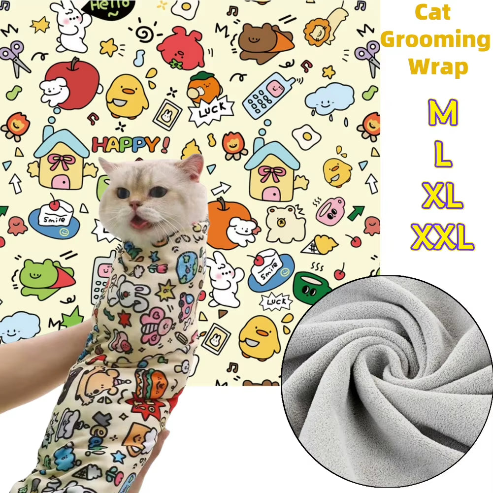 Revolutionary Cat Grooming Wrap - Self-Adherent Swaddle for Stress-Free Nail Clipping and Care