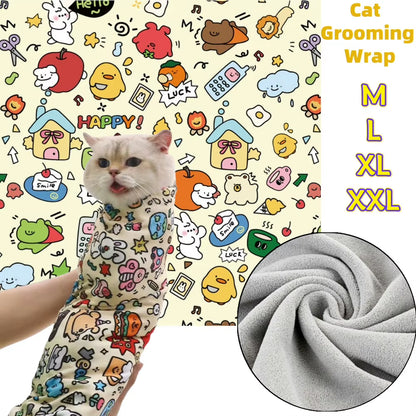 Revolutionary Cat Grooming Wrap - Self-Adherent Swaddle for Stress-Free Nail Clipping and Care